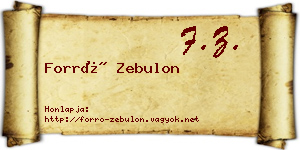 Forró Zebulon névjegykártya